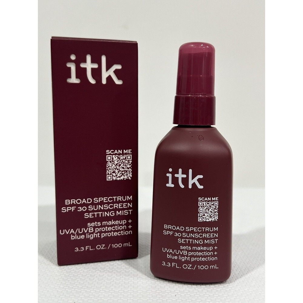 ITK Broad Spectrum SPF 30 Sunscreen Setting Mist 3.3 Fl Oz / 100 mL w/ Vitamin E